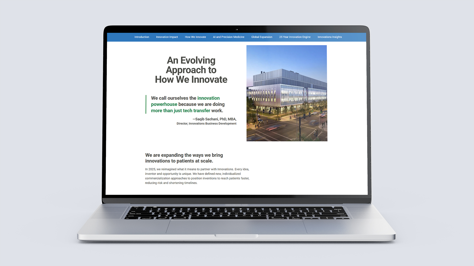Website mockup on computer screen 